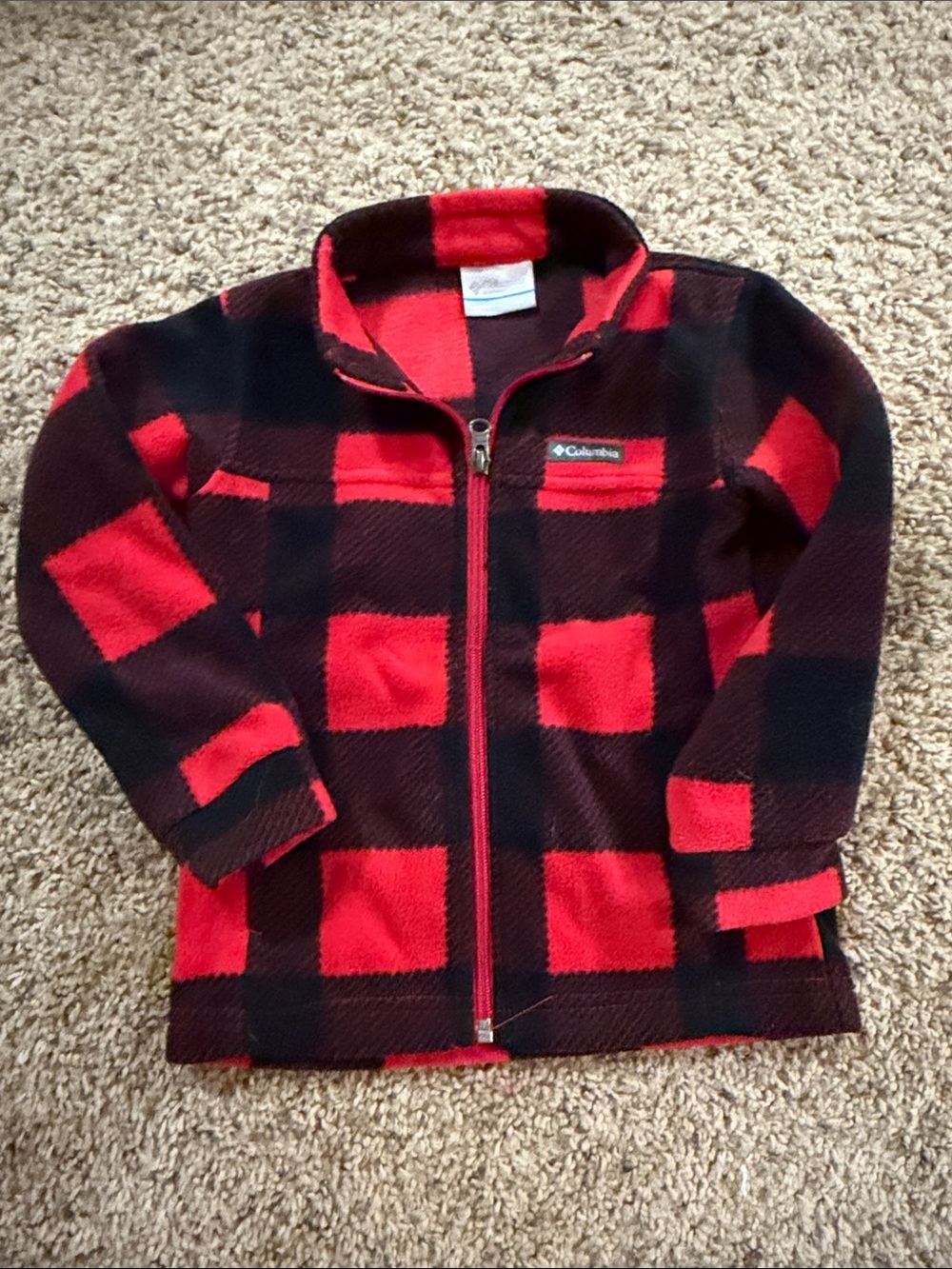 Columbia Red & Black Buffalo Plaid Full-Zip Fleece Hoodie